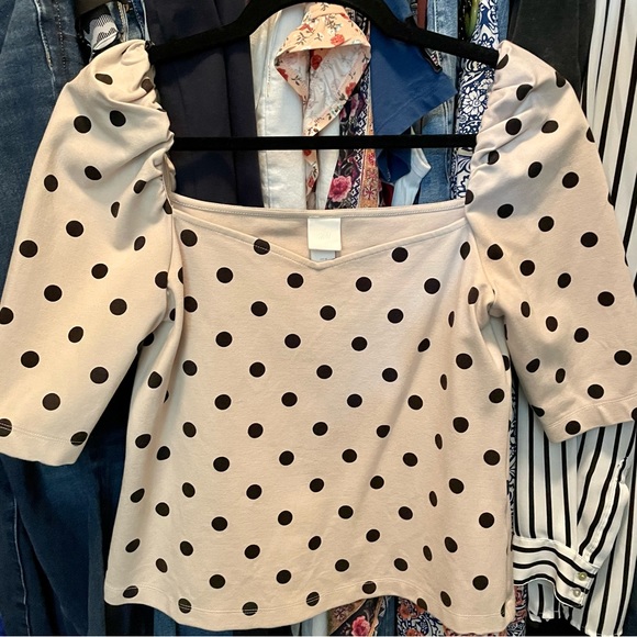 H&M Polka Dot Puff Sleeve Top - Picture 2 of 3
